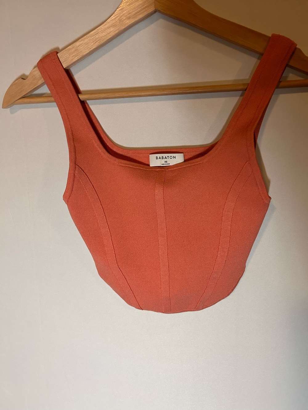 Babaton Rust Ribbed Square-Neck Crop Top - Picture 2 of 3